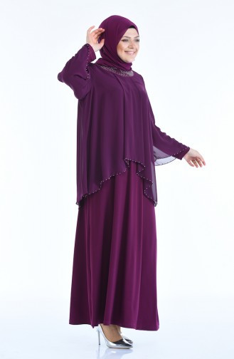 Robe de Soirée Perlées Grande Taille 3147-02 Plum 3147-02