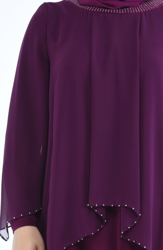 Robe de Soirée Perlées Grande Taille 3147-02 Plum 3147-02