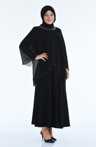 Schwarz Hijab-Abendkleider 3147-04