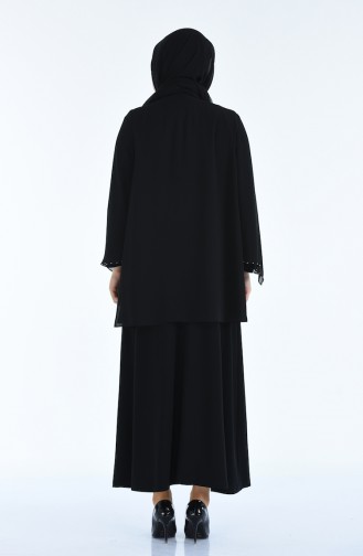 Schwarz Hijab-Abendkleider 3147-04