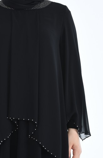 Black Hijab Evening Dress 3147-04