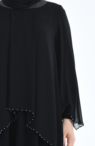 Schwarz Hijab-Abendkleider 3147-04