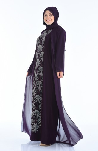 Purple Hijab Evening Dress 6265-02