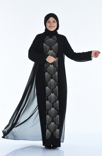 Black Hijab Evening Dress 6265-03