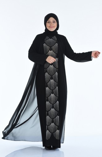 Grosse Grösse Abendkleid  6265-03 Schwarz 6265-03