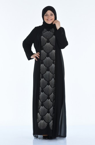 Black Hijab Evening Dress 6265-03