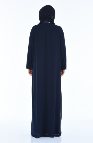 Navy Blue İslamitische Avondjurk 6265-04