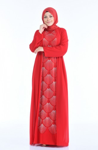 Grosse Grösse Abendkleid  6265-05 Rot 6265-05