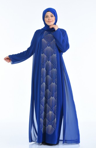 Saxe Hijab Evening Dress 6265-06