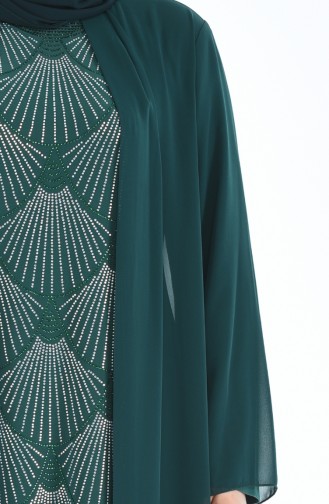 Emerald Green Hijab Evening Dress 6265-07