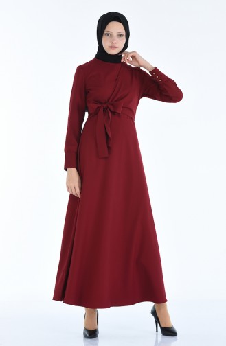 Claret Red Hijab Dress 2080-02