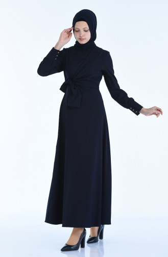 Navy Blue Hijab Dress 2080-05