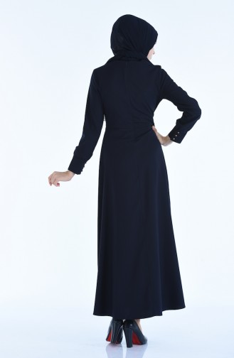 Navy Blue Hijab Dress 2080-05