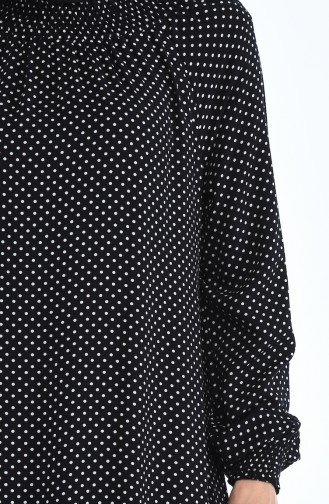 Polka Dot Kleid mit Gummi  8347-01 Schwarz 8347-01