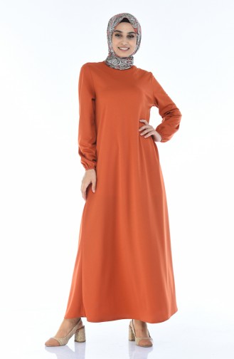Brick Red Hijab Dress 8370-01