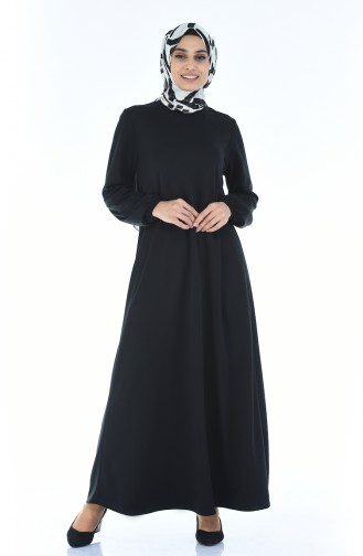 Kleid mit Gummi 8370-02 Schwarz 8370-02