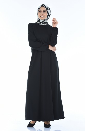 Kleid mit Gummi 8370-02 Schwarz 8370-02