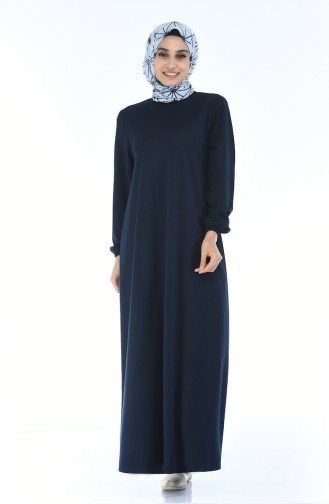 Navy Blue Hijab Dress 8370-06
