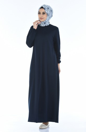 Navy Blue Hijab Dress 8370-06