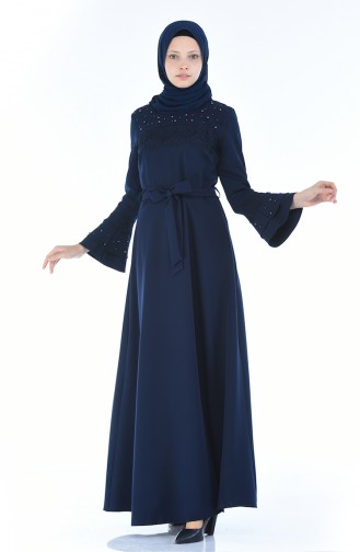 Navy Blue Hijab Dress 8Y3830400-01