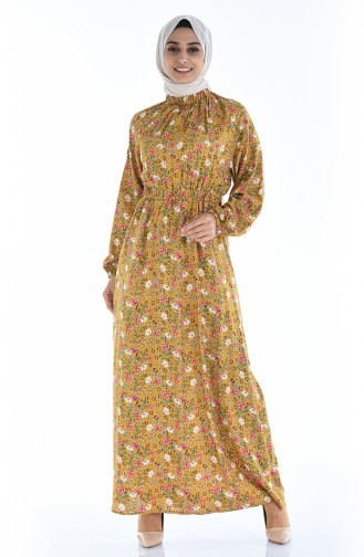 Mustard Hijab Dress 1046K-02