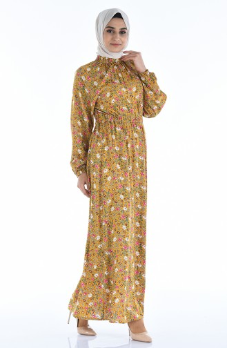 Mustard Hijab Dress 1046K-02