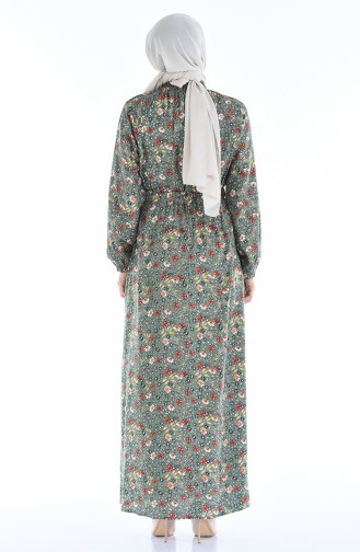 Khaki Hijab Dress 1046K-03