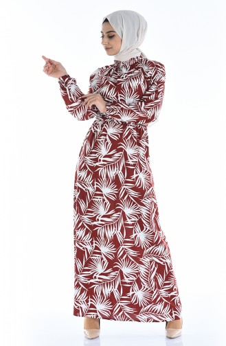 Brick Red Hijab Dress 1046L-02