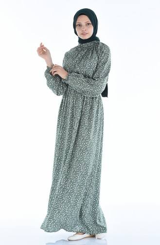 Khaki Hijab Dress 1046M-02