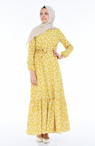 Mustard İslamitische Jurk 5032-01