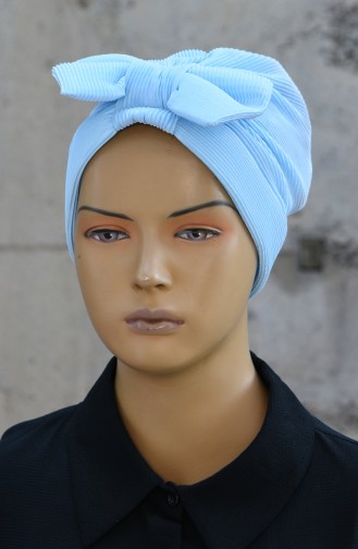 Bonnet Plissé avec Noeud 1045-01 Bleu Bébé 1045-01