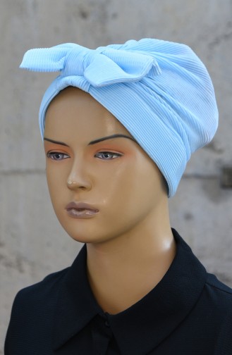 Bonnet Plissé avec Noeud 1045-01 Bleu Bébé 1045-01