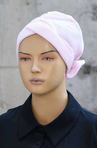 Bonnet Plissé avec Noeud 1045-03 Rose Poudre 1045-03