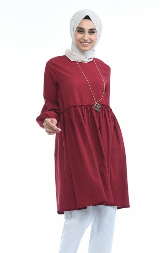 Kolu Lastikli Tunik 1004-06 Bordo