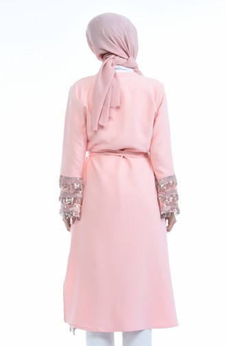 Payet Püsküllü Abaya 11707-03 Pembe