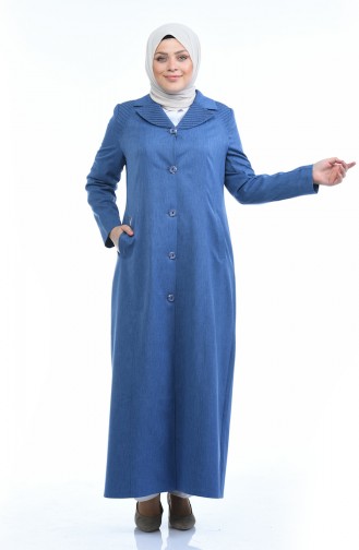 Grosse Grösse Geknöpfte Hijab Mantel  5130-01 Indigo 5130-01