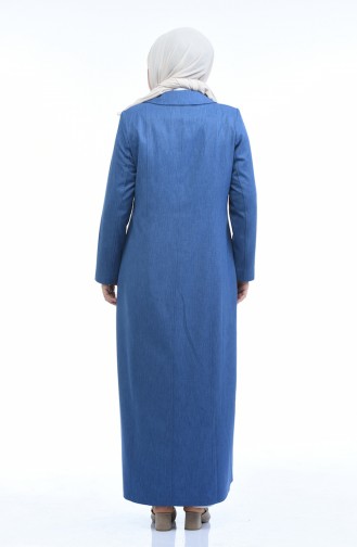 Grosse Grösse Geknöpfte Hijab Mantel  5130-01 Indigo 5130-01