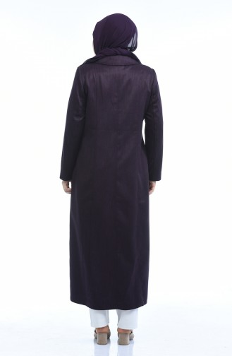 Grosse Grösse Geknöpfte Hijab Mantel  5130-02 Lila 5130-02