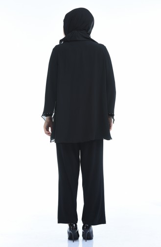 Büyük Beden Tunik Pantolon İkili Takım 3148-03 Siyah