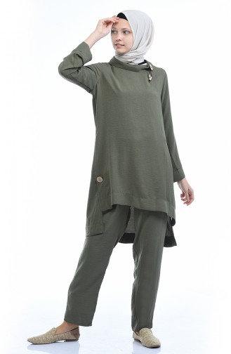 Brooch Tunic Pants Double Suit 6573-05 Khaki 6573-05