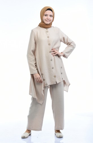 Aerobin Fabric Asymmetric Tunic Trousers Double Suit 6630-02 Mink 6630-02