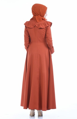Brick Red Hijab Dress 7203-16