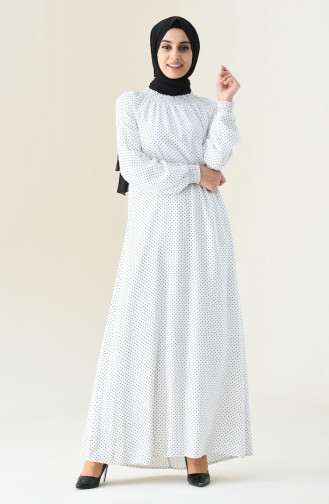 White Hijab Dress 8347-02