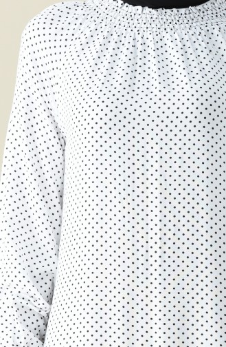 Polka Dot Kleid mit Gummi 8347-02 Weiss 8347-02