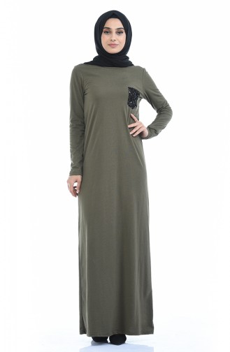 Khaki Hijab Dress 0501-06