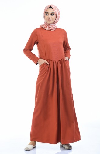 Brick Red Hijab Dress 3092-13