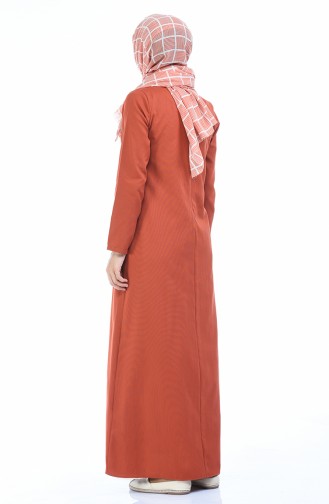 Gerafftes Kleid mit Tasche 3092-13 Ziegelrot 3092-13