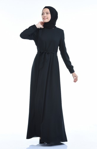 Kuşaklı Elbise 60032-04 Siyah
