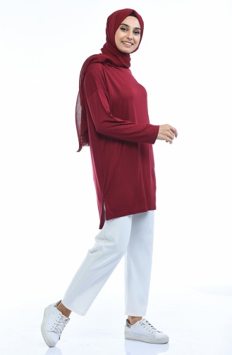 Yırtmaçlı Tunik 5265-03 Bordo