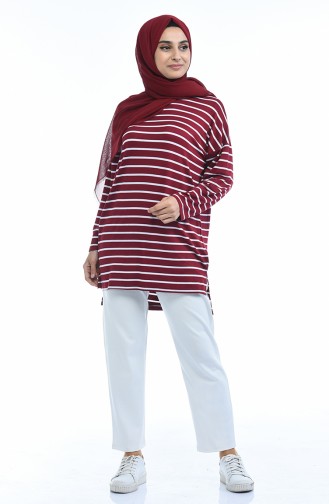 Çizgili Tunik 5265A-01 Bordo